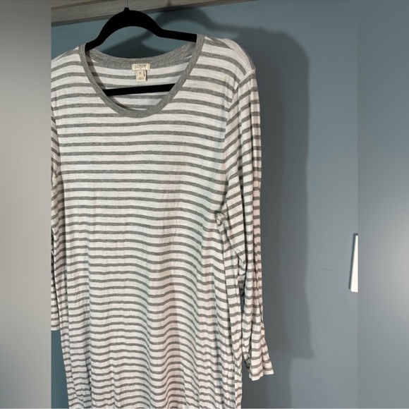 J. Crew White/Grey Striped Long Sleeve Dress - Picture 4 of 7